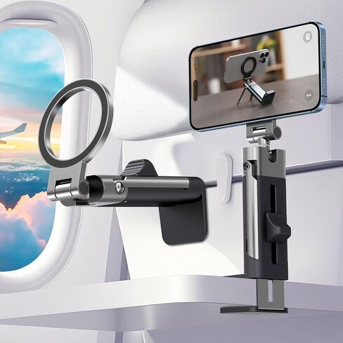 Airplane Travel Essentials Phone Holder Mount for MagSafe,Hands Free Magnetic Phone Stand for Desk 360° Swivel Universal in Flight Airplane Gadgets Cruise Essentials for Women Men for iPhone in Saudi Arabia