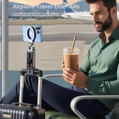 Airplane Travel Essentials Phone Holder Mount for MagSafe,Hands Free Magnetic Phone Stand for Desk 360° Swivel Universal in Flight Airplane Gadgets Cruise Essentials for Women Men for iPhone in Saudi Arabia