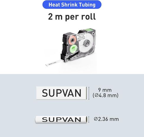 SUPVAN G15M Series Heat Shrink Tubing for Thermal Transfer, 0.59'' W 4.92' L, 2:1 Shrink Ratio, Waterproof, High Temperature Resistant & Non-Fading Labels for Outdoors & Indoor, Black on Yellow in Saudi Arabia