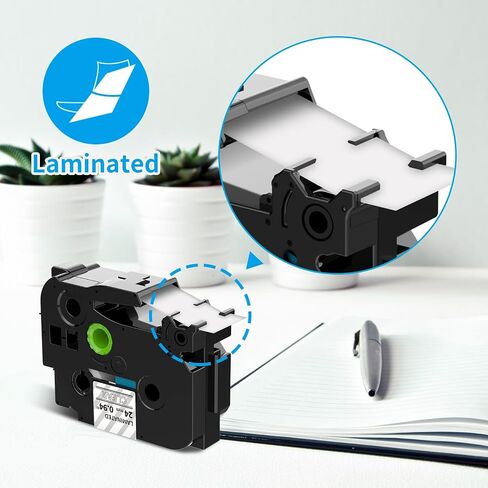 شريط شريط ملصق متوافق مع شريط صانع الملصقات Brother Ptouch ، TZE-355 24 مم 1 بوصة 1 بوصة أبيض مغلفة على أسود متوافق مع الأخ Ptouch PTD600 PTP700 PT2300 ، 2 حزمة in Kuwait
