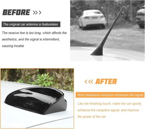 Car Shark Fin Antenna Cover, Vehicle Top Roof Aerial AM FM Signal Base with Adhesive Tape, Automotive Roof Mount Decorative Antenna Cap Replacement, Universal for Sedan Truck SUV (Black) in Saudi Arabia