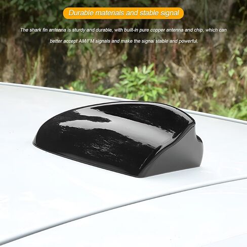 Car Shark Fin Antenna Cover, Vehicle Top Roof Aerial AM FM Signal Base with Adhesive Tape, Automotive Roof Mount Decorative Antenna Cap Replacement, Universal for Sedan Truck SUV (Black) in Saudi Arabia