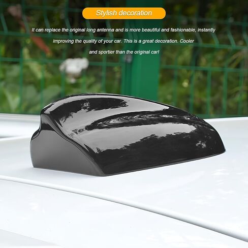 Car Shark Fin Antenna Cover, Vehicle Top Roof Aerial AM FM Signal Base with Adhesive Tape, Automotive Roof Mount Decorative Antenna Cap Replacement, Universal for Sedan Truck SUV (Black) in Saudi Arabia