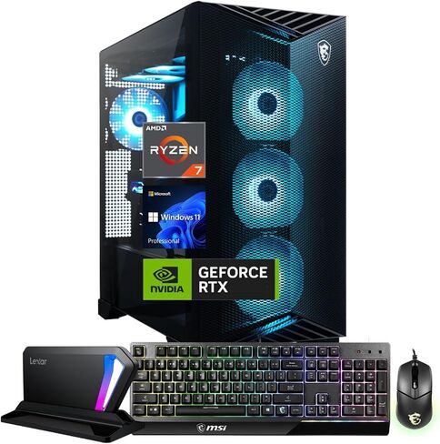 MSI Codex R2 RTX 5060 PRO VR Ready Gaming Desktop ، Intel I7-13700F (Beats I9-12900) ، NVIDIA RTX 5060 ، RGB Light ، 64GB DDR5 RAM ، 2TB SSD ، Gaming Mouse & KB ، Bundle with SL660 512GB in Saudi Arabia