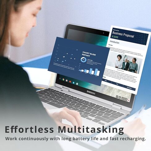 SAMSUNG Plus V2 2-in-1 12.2" Touchscreen Chromebook Laptop, Intel Celeron 3965Y, 4GB RAM, 64GB eMMC, 1M Front Camera, Wi-Fi, Bluetooth, MicroSD Reader, Stylus Pen, Chrome OS, Silver, 128GB USB Card in Saudi Arabia
