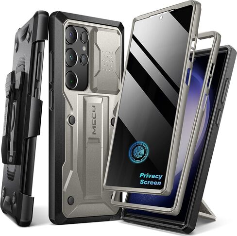 Tongate for Samsung Galaxy S23 Ultra Case, [Bulit-in Slide Camera Cover & Screen Protector] [2 Front Frame] Military Grade Shockproof S23 Ultra Phone Case with Kickstand & Belt-Clip 6.8", Purple in Kuwait