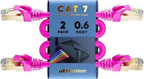 CAT 7 Ethernet Cable 10 FT - (2 Pack) CAT7 عالية السرعة CAT7 كابلات التصحيح LAN ، وموصلات RJ45 - مثالية للألعاب ، والبث ، والمزيد (الأرجواني) in Saudi Arabia