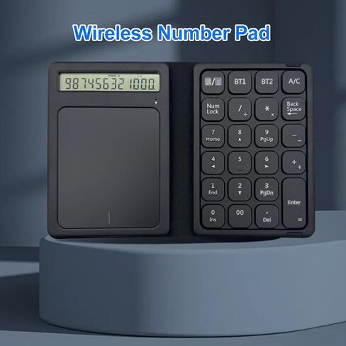 Zopsc Bluetooth Number Pad, 23 Keys Foldable Wireless Numeric Keypad with Display Calculator and Touchpad, Portable Mini Financial Accounting Numeric Pad in Saudi Arabia