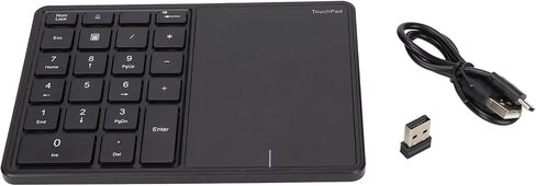 Wireless Numeric Keypad, 22 Keys Large Touchpad Keypad BT 2.4G Dual Mode Keypad Portable Number Pad for iOS OS X with Type C Interface (Black) in Saudi Arabia
