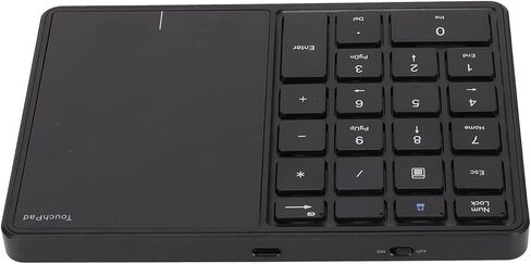 Wireless Numeric Keypad, 22 Keys Large Touchpad Keypad BT 2.4G Dual Mode Keypad Portable Number Pad for iOS OS X with Type C Interface (Black) in Saudi Arabia