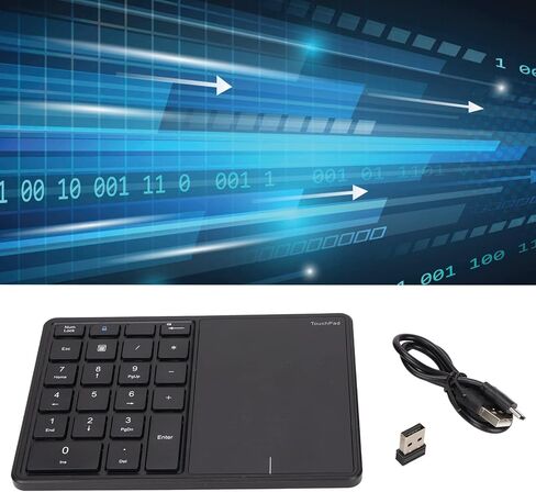 Wireless Numeric Keypad, 22 Keys Large Touchpad Keypad BT 2.4G Dual Mode Keypad Portable Number Pad for iOS OS X with Type C Interface (Black) in Saudi Arabia