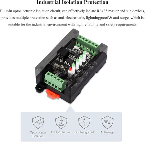 Industrial-Grade Isolated 2-Ch RS485 Hub, Expands 2-CH RS485 Sub Ports Via 1-CH RS485 Master Port, Supports RS485 Network Relay/Extension/Isolation Functions, Wide Baud Rate Range in Saudi Arabia