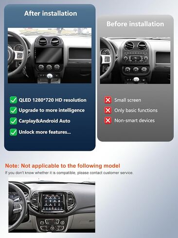 5G WIFI (6) راديو سيارة لجيب Compass Patriot 2010-2016 ، Android13/Wireless Carplay/Android Auto/Touch Screen/GPS Campigation/Bluetooth/FM/HD (2Ram+64rom) in Kuwait