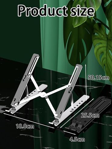 18 Inch Adjustable Laptop Stand, Portable Laptop Riser for Desk,Foldable Ventilated Cooling Notebook Stand(Silver) in Saudi Arabia