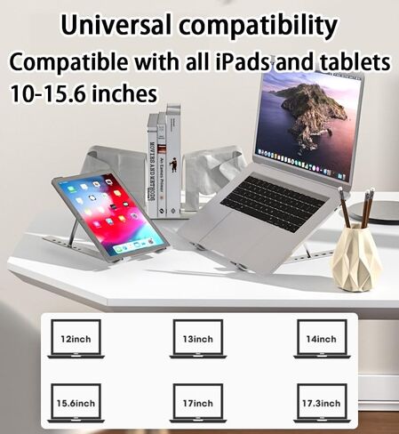 18 Inch Adjustable Laptop Stand, Portable Laptop Riser for Desk,Foldable Ventilated Cooling Notebook Stand(Silver) in Saudi Arabia