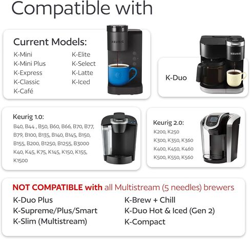 2 أكواب K القابلة لإعادة الاستخدام من الفولاذ المقاوم للصدأ لصانعي القهوة Keurig-متوافقة مع K-Express و K-Elite و K-Classic و K-Mini و K-Mini Plus و K-Select و K-Cafe و K-toed Brewers in Kuwait