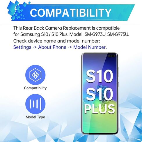 for Samsung Galaxy S10 S10 Plus Back Camera Replacement Rear Main Camera Module Part Repair for Samsung s10 s10plus SM-G973U SM-G973U SM-G975U SM-G975U1 in Saudi Arabia