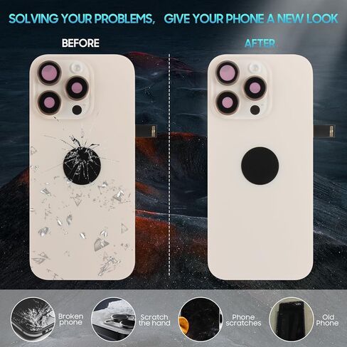 AgCut for iPhone 16 Pro Back Glass Plass for iPhone 16 Pro الخلفية الخلفية مع كابل فليكس الشحن اللاسلكي+مصباح يدوي+ميكروفون+إطار الكاميرا جميع الأجزاء (التيتانيوم الأسود) in Saudi Arabia