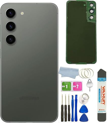 S23 Plus Back Glass Compatible Samsung Galaxy S23+ Plus Back Cover Glass Housing Door with Camera Lens & Pre-Installed Tape + Tools (Phantom Black) in Saudi Arabia