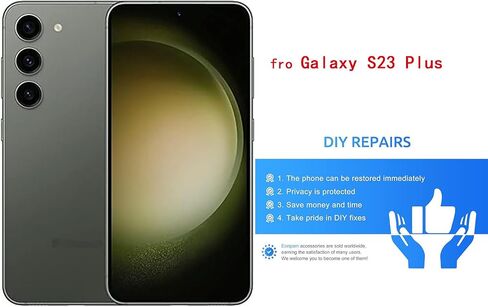 S23 Plus Back Glass Compatible Samsung Galaxy S23+ Plus Back Cover Glass Housing Door with Camera Lens & Pre-Installed Tape + Tools (Phantom Black) in Saudi Arabia