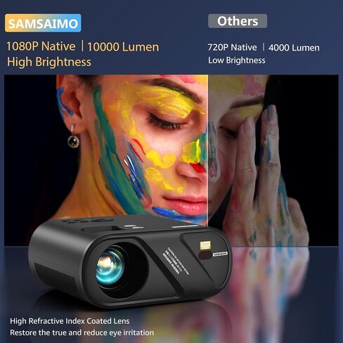 5G WiFi Bluetooth Projector, Outdoor Movie Projector [Projector Screen and Tripod Included], Full HD 1080P Video Projector for Home Theater, Compatible with Phone, HDMI, USB, Laptop, TV Stick in Saudi Arabia
