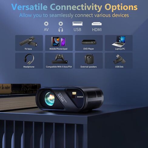 5G WiFi Bluetooth Projector, Outdoor Movie Projector [Projector Screen and Tripod Included], Full HD 1080P Video Projector for Home Theater, Compatible with Phone, HDMI, USB, Laptop, TV Stick in Saudi Arabia