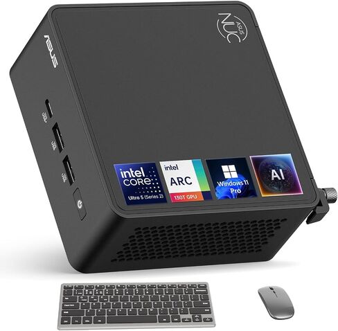 ASUS NUC 15 Pro Mini Computers, Intel Series 2 Ultra 5 225H (14C/14T, Up to 4.9GHz), Small PC 16GB DDR5 RAM, 512GB PCIe SSD, Win 11 Pro, Intel Arc 130T GPU, Thunderbolt 4, WiFi 7, 8K HDR, VESA Mount in Kuwait