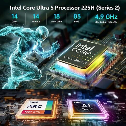 ASUS NUC 15 Pro AI Mini PC ، Intel Series 2 Ultra 5 225H (14C/14T ، حتى 4.9 جيجا هرتز) ، Mini Computers 16GB DDR5 RAM ، 1TB PCIE SSD ، WIN 11 Pro ، Intel ARC 130T GPU ، Thunderbolt 4 ، WIFI 7 ، 8K HDR ، VESA MOUNT in Saudi Arabia