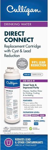 CULLIGAN US-DC1-R Under Sink Direct Connect Drinking Water System Replacement UsDc1 WTR Cartridge , White in Kuwait