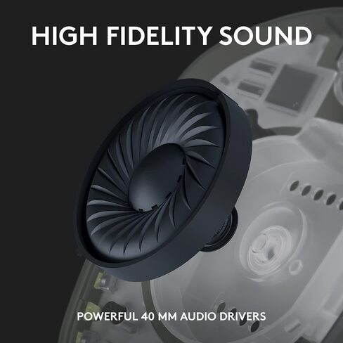 Logitech G435 Lightspeed و Bluetooth Wireless Geadset - سماعات رأس خفيفة الوزن الزائد ، ميكروفونات مدمجة ، بطارية 18 ساعة ، متوافقة مع Dolby Atmos ، PC ، PS4 ، PS5 ، Mobile - Black (متجدد) in Saudi Arabia