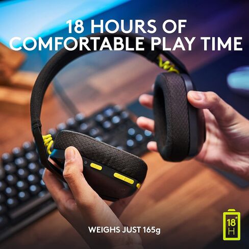 Logitech G435 Lightspeed و Bluetooth Wireless Geadset - سماعات رأس خفيفة الوزن الزائد ، ميكروفونات مدمجة ، بطارية 18 ساعة ، متوافقة مع Dolby Atmos ، PC ، PS4 ، PS5 ، Mobile - Black (متجدد) in Saudi Arabia