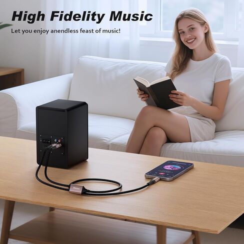 Disino USB C to RCA Audio Cable, Type C to Dual RCA/Phono Jack Stereo Y Splitter Cord Adapter for Smartphone, Tablet, Laptop Link Amplifier, Mixing Console Mixer, Speaker - 6.6Feet in Kuwait