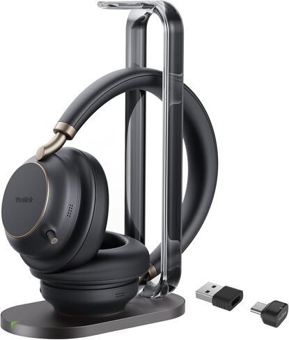 Yealink BH76 Plus مع سماعة الرأس اللاسلكية للوقوف ANC للعمل ، سماعات الرأس Bluetooth مع إلغاء الضوضاء النشط للميكروفون ، سماعة Microsoft معتمدة UC متوافقة مع PC Mac الهاتف المحمول in Saudi Arabia