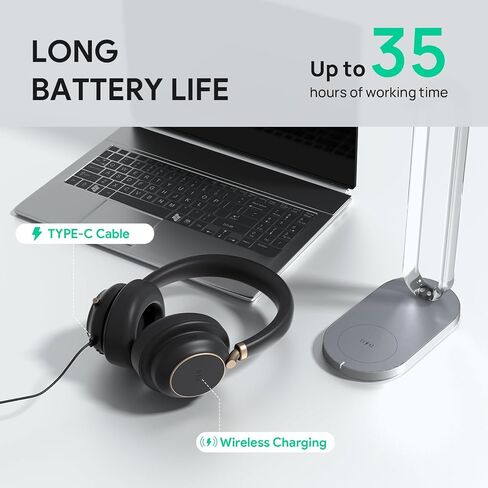 Yealink BH76 Plus مع سماعة الرأس اللاسلكية للوقوف ANC للعمل ، سماعات الرأس Bluetooth مع إلغاء الضوضاء النشط للميكروفون ، سماعة Microsoft معتمدة UC متوافقة مع PC Mac الهاتف المحمول in Saudi Arabia