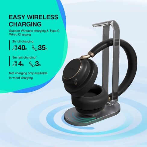 Yealink BH76 Plus مع سماعة الرأس اللاسلكية للوقوف ANC للعمل ، سماعات الرأس Bluetooth مع إلغاء الضوضاء النشط للميكروفون ، سماعة Microsoft معتمدة UC متوافقة مع PC Mac الهاتف المحمول in Saudi Arabia