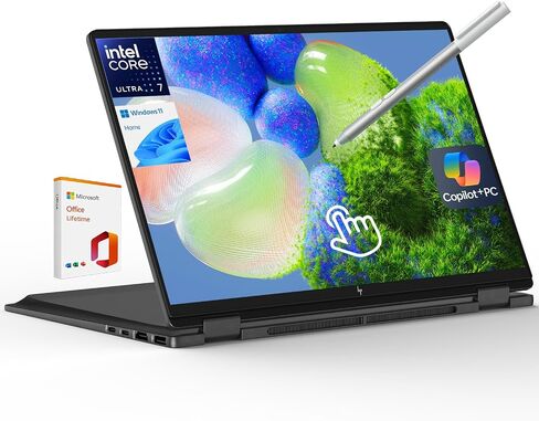 HP Omnibook X Flip 16 2-in-1 Laptop: 16 "FHD+ Touchcreen ، Intel Core Ultra 7 ، 16GB RAM ، 2TB SSD ، W/PEN & LIFETIME OFFICE-COPILOT+ AI ، Windows 11 Pro in Kuwait