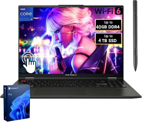 ASUS Business Vivobook S 16 i9 Flip 2-in-1 Laptop, 16" WUXGA Touchscreen, Intel i9-13900H, 40GB RAM, 4TB SSD, HDMI, Wi-Fi 6, Windows 11 Pro, Bundle Pen 2.0 SA203H in Saudi Arabia