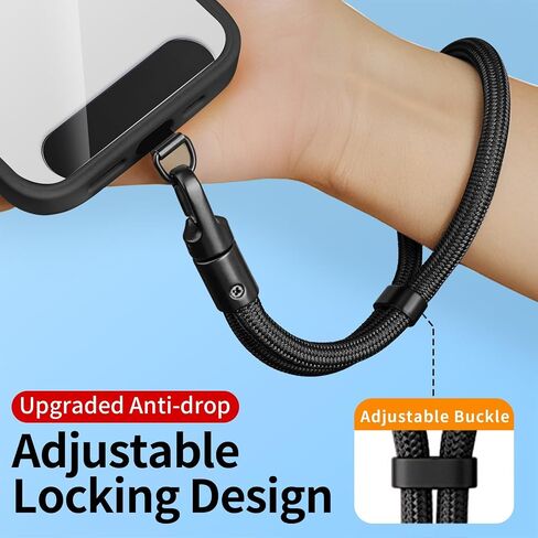 Phone Lanyard 2 Pcs - 1 Phone Wrist Strap, 1 Adjustable Crossbody Cell Phone Lanyard, 2 Metal Pads and 360° Rotating Metal Clips - Skin-Friendly, Universal for Most Phones (Black) in Saudi Arabia