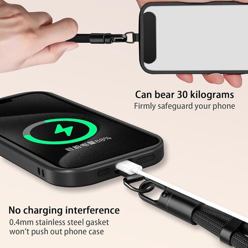Phone Lanyard 2 Pcs - 1 Phone Wrist Strap, 1 Adjustable Crossbody Cell Phone Lanyard, 2 Metal Pads and 360° Rotating Metal Clips - Skin-Friendly, Universal for Most Phones (Black) in Saudi Arabia