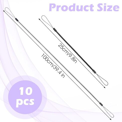 10 PCS PEN LANYARD ، مقود القلم مع حلقة السيليكون ، حبل حبل السيليكون ، حبل القلم القابل للتراجع لربط القلم الرسم إلى الشاشة التي تعمل باللمس ، مضاد قابلة للسحب (أسود) in Kuwait