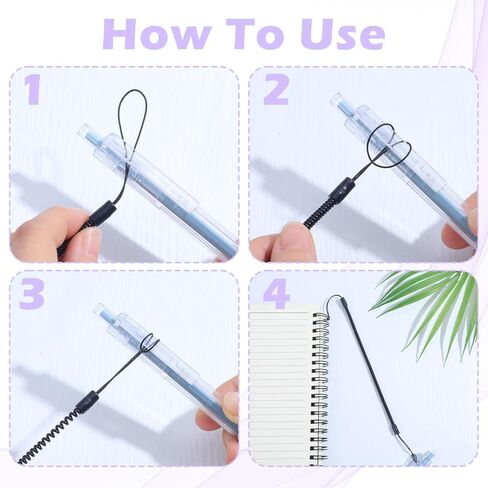 10 PCS PEN LANYARD ، مقود القلم مع حلقة السيليكون ، حبل حبل السيليكون ، حبل القلم القابل للتراجع لربط القلم الرسم إلى الشاشة التي تعمل باللمس ، مضاد قابلة للسحب (أسود) in Kuwait