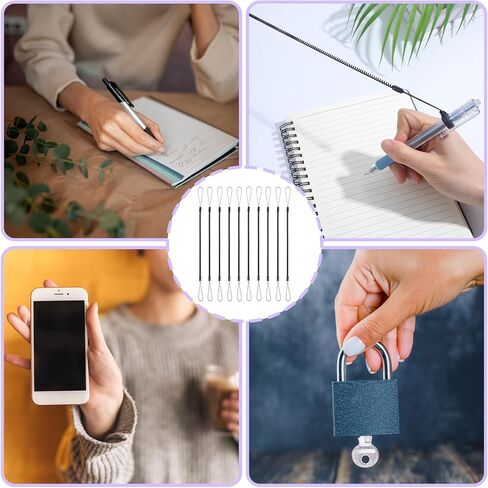 10 PCS PEN LANYARD ، مقود القلم مع حلقة السيليكون ، حبل حبل السيليكون ، حبل القلم القابل للتراجع لربط القلم الرسم إلى الشاشة التي تعمل باللمس ، مضاد قابلة للسحب (أسود) in Kuwait