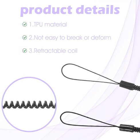 10 PCS PEN LANYARD ، مقود القلم مع حلقة السيليكون ، حبل حبل السيليكون ، حبل القلم القابل للتراجع لربط القلم الرسم إلى الشاشة التي تعمل باللمس ، مضاد قابلة للسحب (أسود) in Kuwait
