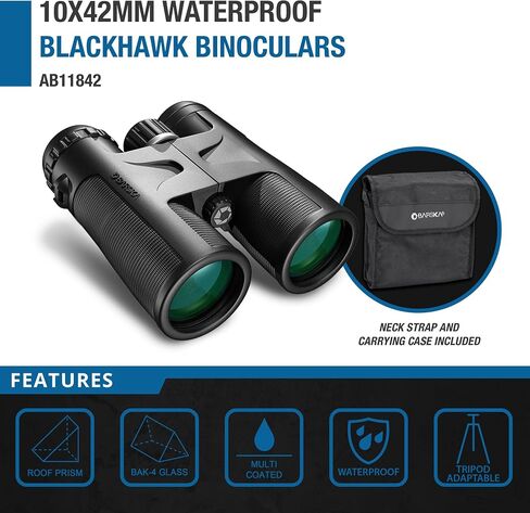 Barska Blackhawk 42mm Binoculars – Waterproof Fogproof, BAK-4 Prism, Multi-Coated Optics, Rugged Rubber Armor, for Hunting, Bird Watching & Outdoor Use in Saudi Arabia