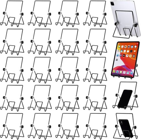 Kenning 24 Pieces Adjustable Easel Stand 5.5" x 7.1" Wire Display Stand Plate Holder Foldable Picture Frame Stand, Wire Display Stand for Photo Plate Book Cookbook Tabletop Art, Black in Kuwait
