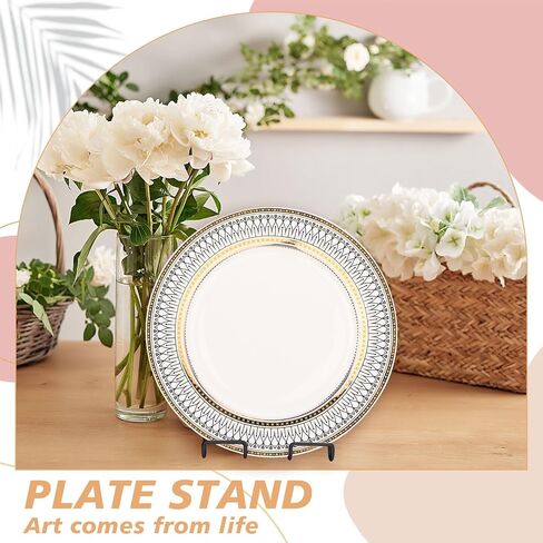 Kenning 24 Pieces Adjustable Easel Stand 5.5" x 7.1" Wire Display Stand Plate Holder Foldable Picture Frame Stand, Wire Display Stand for Photo Plate Book Cookbook Tabletop Art, Black in Kuwait