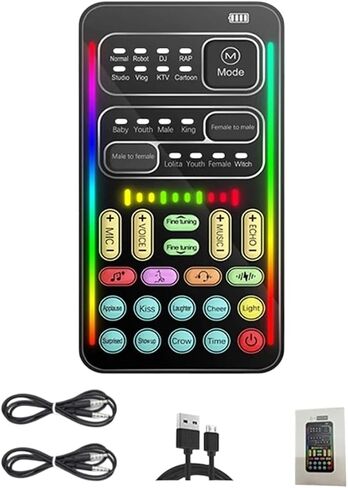 Voice Changer Handheld Sound Card Multiple Sound Effects for Microphone//Switch/Phone/Games/Live Streaming Host in Saudi Arabia