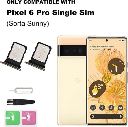 2 PCS for Pixel 6 Pro Single SIM Card Tray Replacement, Single SIM Card Slot Holder Compatible with Pixel 6 Pro (Sorta Sunny) in Saudi Arabia