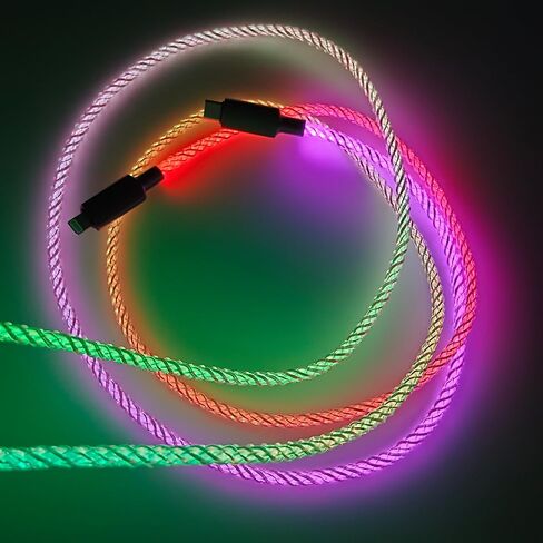 USB Type C Cable, 3.3ft LED RGB Light Gradual USB A to Type C Charger Cord 66W Fast Charging USB C Cable for Galaxy S21 S20 Plus S10E S9 S8 A51 A11 Note 10 9 8 USB C Charger (RGB) in Saudi Arabia