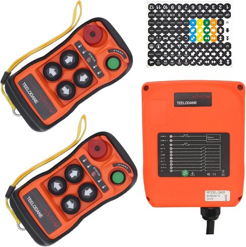 Q400 Industrial Wireless Crane Remote Control kit 4 Button 110v Electric Lift Hoist Transmitter Receiver with Emergency Stop (AC 110V) in Kuwait